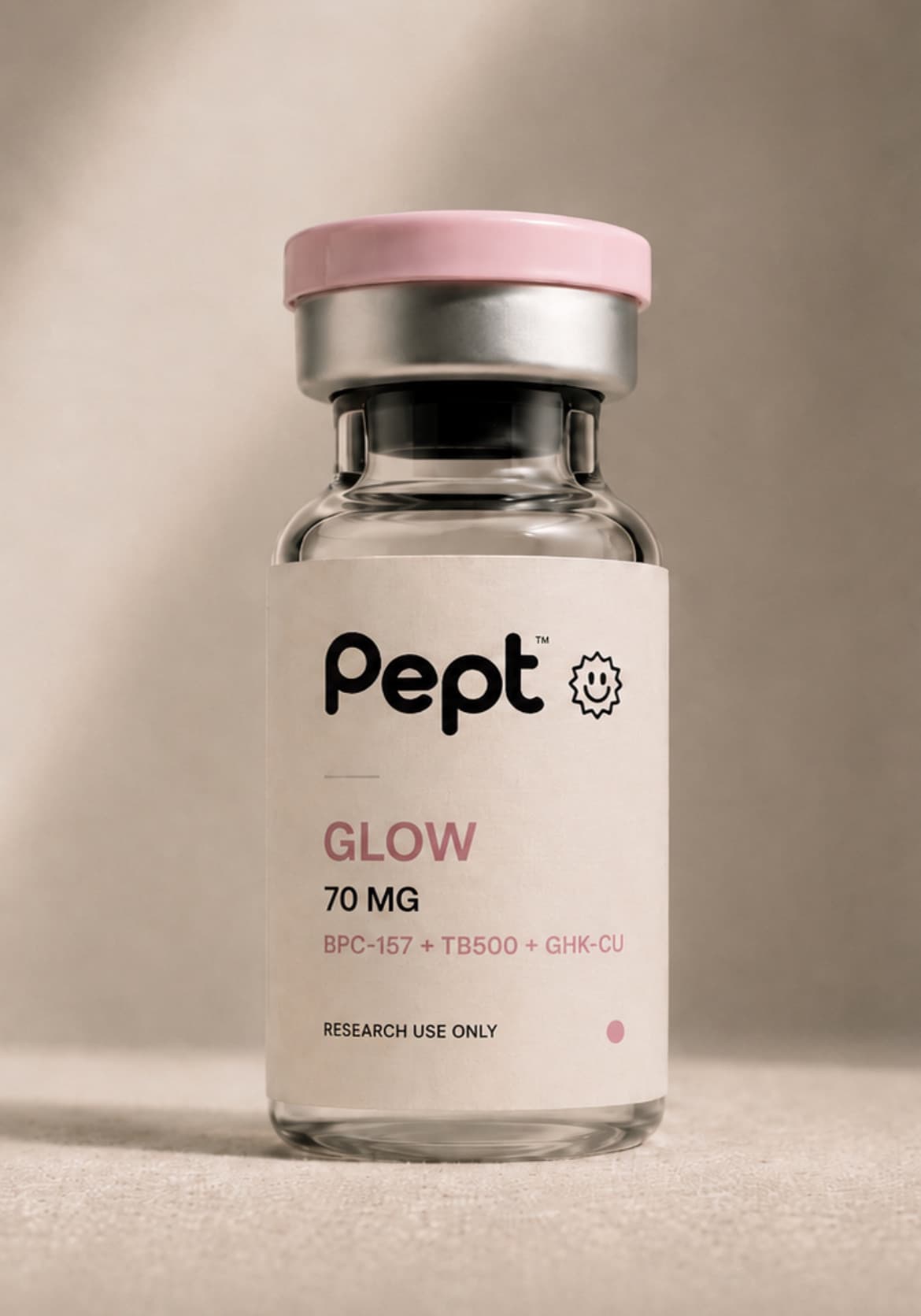 GLOW 70 MG Pept research vial